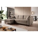 Canap� dangle - nalika - 230 cm - en l avec un coffre de rangement - velours hydrophobe - beige fonc� ...