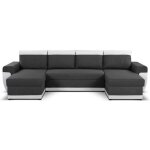 Milan - canap� dangle panoramique - convertible - 7 places - 2 coffres de rangement - blanc / gris