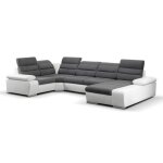 Canap dangle panoramique convertible en tissu et simili boileau - bicolore gris - blanc - angle droit ...