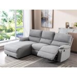Canap� dangle droit relax �lectrique en tissu gris clair lunano