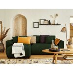 Camelia - canap dangle rversible - 4 places - convertible avec coffre et poches - en velours - vert ...