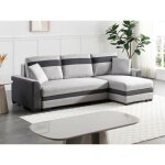 Canap� dangle r�versible et convertible en tissu et simili gris clair giany ii