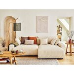 Pivoine - canap dangle rversible - 4 places - convertible avec coffre - en velours ctel - beige