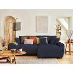 Pivoine - canap� dangle r�versible - 4 places - convertible avec coffre - en velours c�tel� - bleu nuit ...
