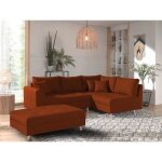 Rune - canap dangle - avec pouf dappoint - 4 places - style scandinave - droit - rouille
