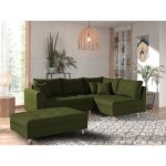 Rune - canap dangle - avec pouf dappoint - 4 places - style scandinave - droit - vert olive