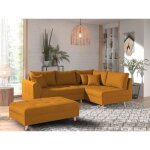 Rune - canap dangle - avec pouf dappoint - 4 places - style scandinave - droit - jaune