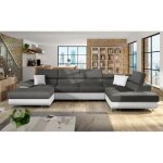 Canap� dangle en u convertible cotore gris fonc� et blanc