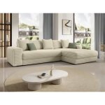 Canap� dangle droit en velours c�tel� grosses c�tes beige calazo