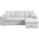 Canap� dangle en velours c�tel� convertible / r�versible axel - 3 places - beige