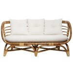 Canap banquette 2 places en rotin coloris beige - marron - longueur 146. 5 x profondeur 75 x hauteur ...