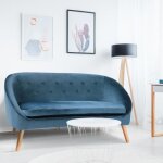 Idmarket canap� banquette sonia en velours bleu