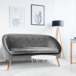Idmarket canap� banquette en velours sonia gris
