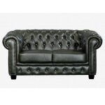Canapé chesterfield 2 places brenton 100% cuir de Canapé chesterfield 2 places brenton 100% cuir de