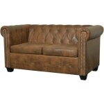 Vidaxl canap chesterfield 2 places cuir artificiel marron