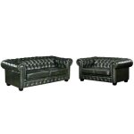 Canaps chesterfield 3 places et 2 places brenton 100% cuir de buffle - vert empire