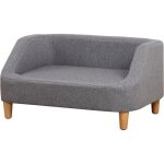 Pawhut - canap� pour animaux - tissu polyester au toucher lin - 75x55x39cm - gris