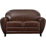Canap club 2 places en crote de cuir marron - rendez vous deco - vintage - ferme - avec accoudoirs
