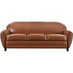 Canap club 3 places en crote de cuir camel - rendez vous deco - vintage - fixe - occasionnel