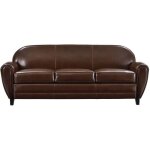 Canap 3 places marron en croute de cuir enduite - club - rendez - vous dco