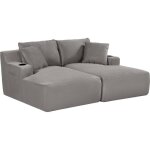Canap� compress� modulable - 2 places - marty - tissu gris clair - rangement & porte - verres - 180 x ...