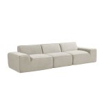 Canap� compress� modulable - 3 places - hector - tissu beige clair - 317 x 105 x 73 cm