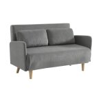 Canap convertible 2 places scandinave velours ctel gris clair - panam - pieds bois. banquette. dossier ...