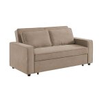 Canap� convertible 3 places blanc beige velours c�tel�. banquette. lit