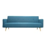 Miliboo - canap� convertible scandinave 3 places en tissu bleu et bois clair ulla