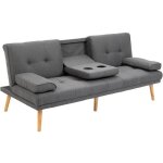 Homcom - canap� convertible - tissus - 181x77x78cm - gris fonc�