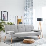 Homcom - canap� convertible - tissus - 181x77x78cm - gris clair