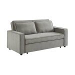 Canap convertible 3 places gris clair velours ctel. banquette. lit