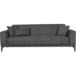 Canap� convertible 3 places - henry - tissu gris clair - 3 coussins - coffre de rangement - 234 x 85 ...
