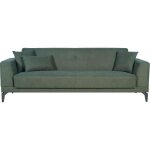 Canap� convertible 3 places - henry - tissu vert fonc� - 3 coussins - coffre de rangement - 234 x 85 ...