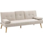 Canap� convertible - canap� - lit - homcom - 3 places rembourr� dossier r�glable 2 coussins porte - gobelets ...
