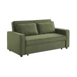 Canap� convertible 3 places kaki velours c�tel�. banquette. lit