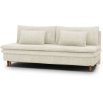 Canap� convertible - 3 places - massa - tissu velours c�tel� beige - pieds bois massif - l 195 x h 82 ...