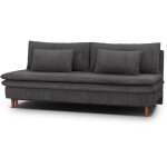 Canap� convertible - 3 places - massa - tissu velours c�tel� gris anthracite - pieds bois massif - l ...