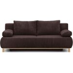 Canap� convertible - 3 places - mika - velours c�tel� marron fonc� - coffre de rangement - l 192 x h ...