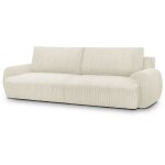 Canap� convertible - 3 places - milo - tissu velours c�tel� beige - coffre de rangement - 254 x 99 x ...