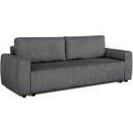 Canap� convertible - 3 places - pharell - tissu velours c�tel� anthracite - coffre - 231 x 84 x 91 cm ...