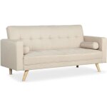 Canap� convertible 3 places scandinave navya beige - paris prix - design contemporain - couchage occasionnel ...