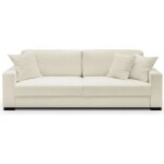 Canap� dangle gauche convertible 3 places en tissu bouclette �cru - robin