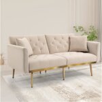 Canapé convertible 3 places en velours 162x78x80cm canapé - lit avec dossier réglable et pieds métal ... Canapé convertible 3 places en velours 162x78x80cm canapé - lit avec dossier réglable et pieds métal ...