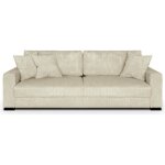Canap� convertible 3 places en velours c�tel� beige avec coffre de rangement - robin