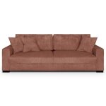 Canap� convertible 3 places en velours terracotta et coffre de rangement - robin
