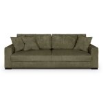 Canap� convertible 3 places en velours c�tel� vert kaki avec coffre de rangement - robin