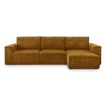 Canap� dangle convertible r�versible 5 places avec coffre en velours c�tel� jaune moutarde - harper