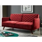 Canapé 3 places convertible clic - clac en velours joris - rouge Canapé 3 places convertible clic - clac en velours joris - rouge