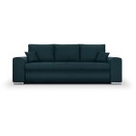 Canap� convertible avec coffre de rangement 3 places - indian - tissu bleu canard et pieds chrome - l250xh88xp ...